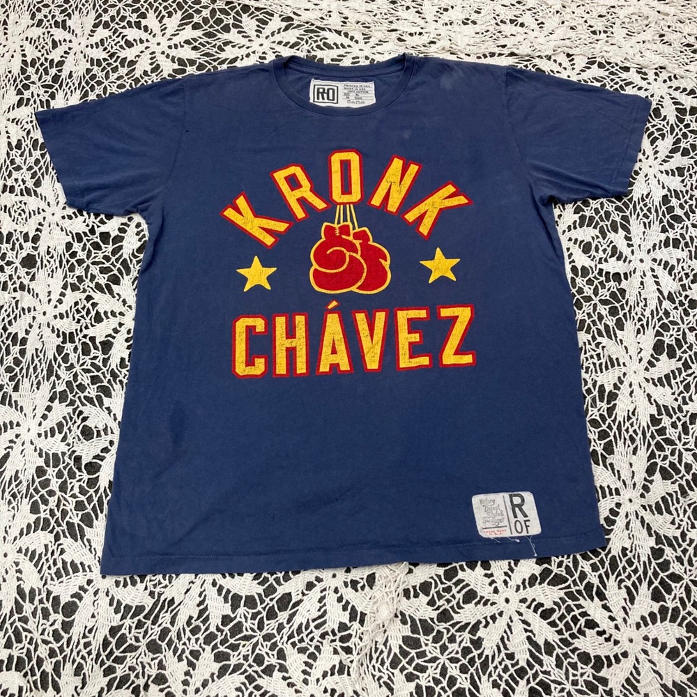 Roots of Fight Kronk Chavez Boxing T-Shirt Mens XL Navy Blue Graphic Tee